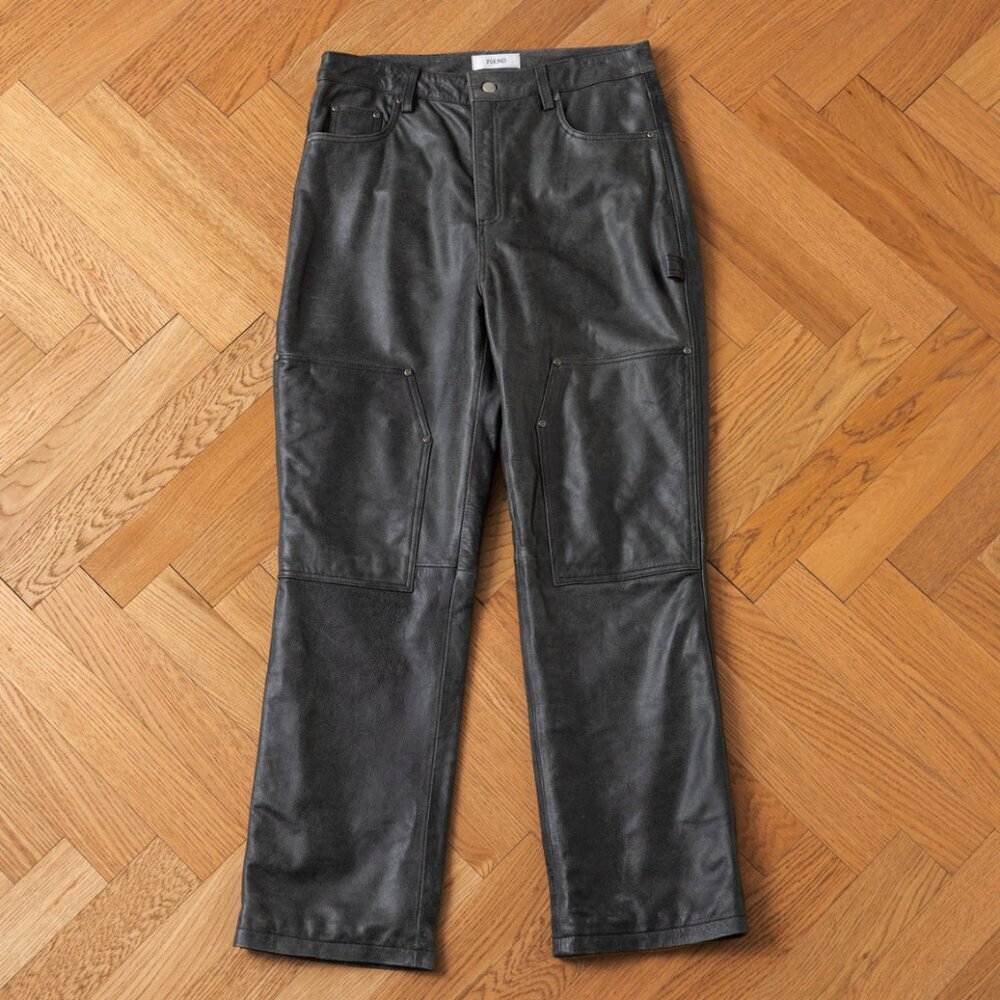 NEW FOUND Distressed Genuine Leather Carpenter Pants SZ 36 - Picture 2 of 10